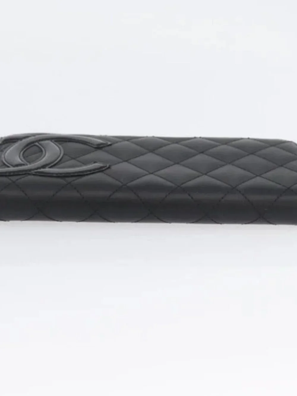 CHANEL Matelasse Cambon Line Long Wallet Leather Black Silver CC Auth 172434SAV